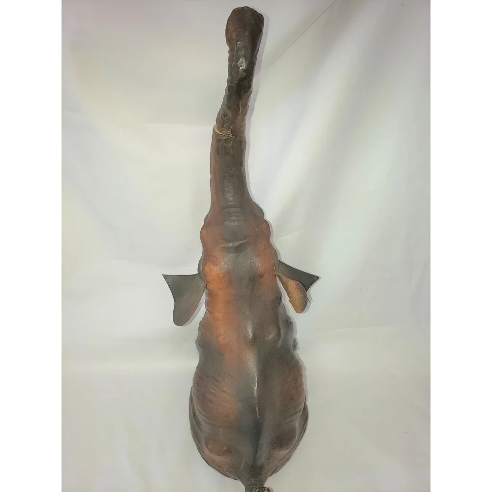 Vintage Leather Wrapped Elephant with Glass Eyes 16